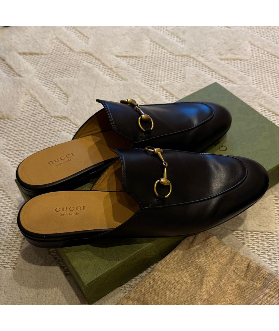 GUCCI Черные кожаные мюли, фото 5