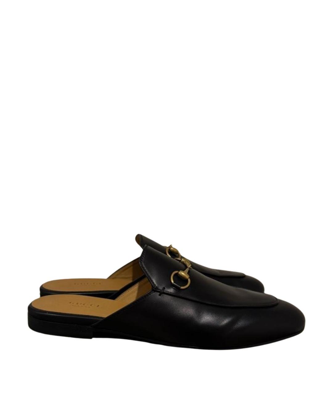 GUCCI Черные кожаные мюли, фото 1