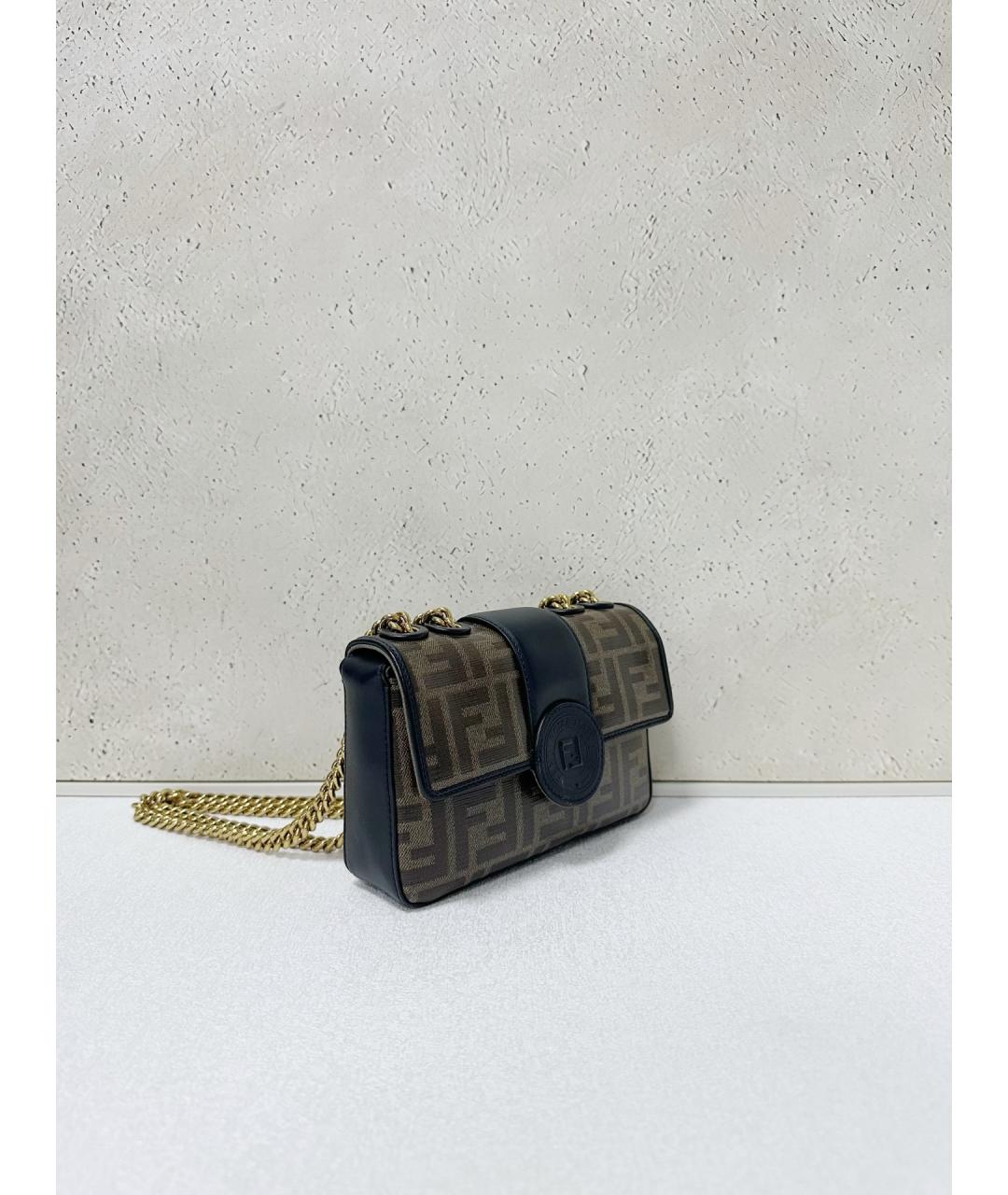 FENDI Черная кожаная сумка через плечо, фото 4