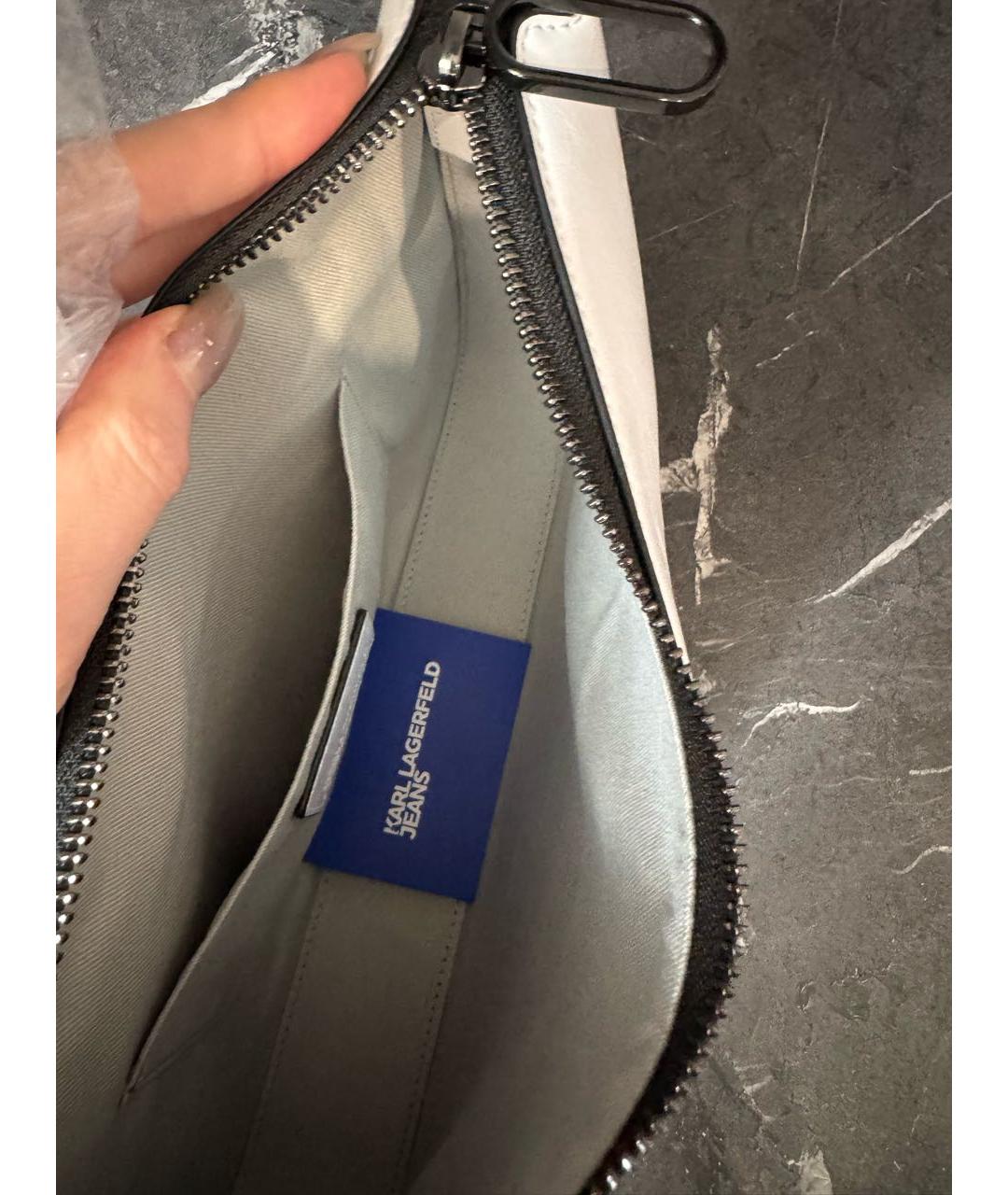 KARL LAGERFELD Белая сумка через плечо из искусственной кожи, фото 4