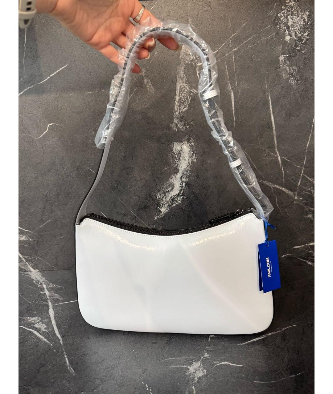 KARL LAGERFELD Белая сумка через плечо из искусственной кожи, фото 3