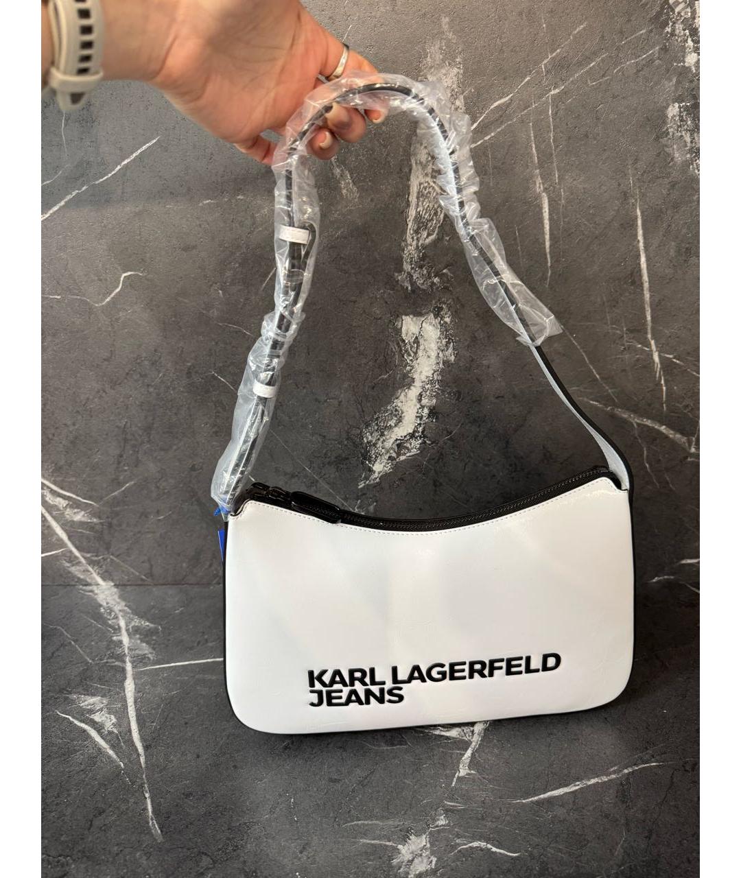 KARL LAGERFELD Белая сумка через плечо из искусственной кожи, фото 9