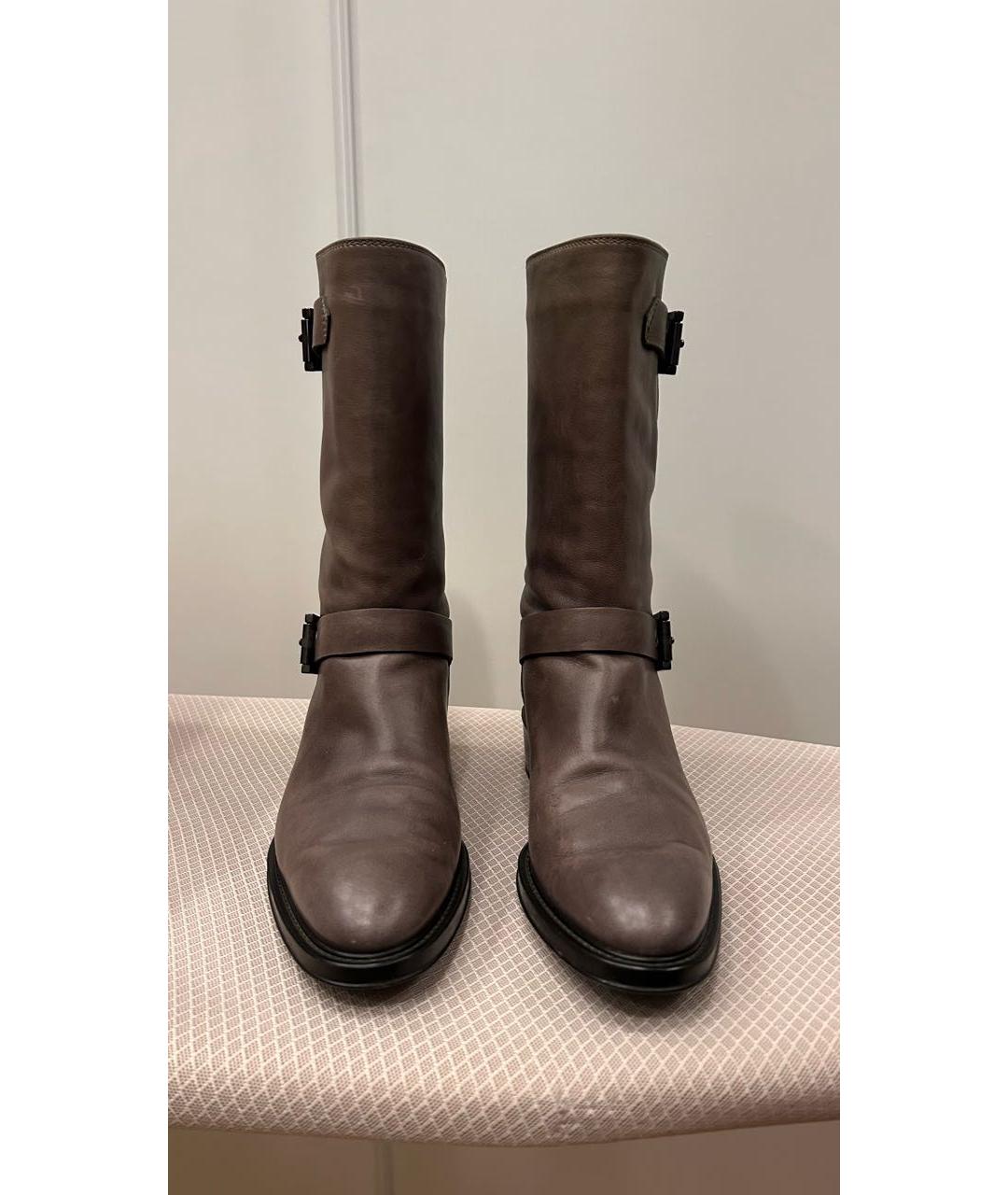 TOD'S Антрацитовые кожаные сапоги, фото 3