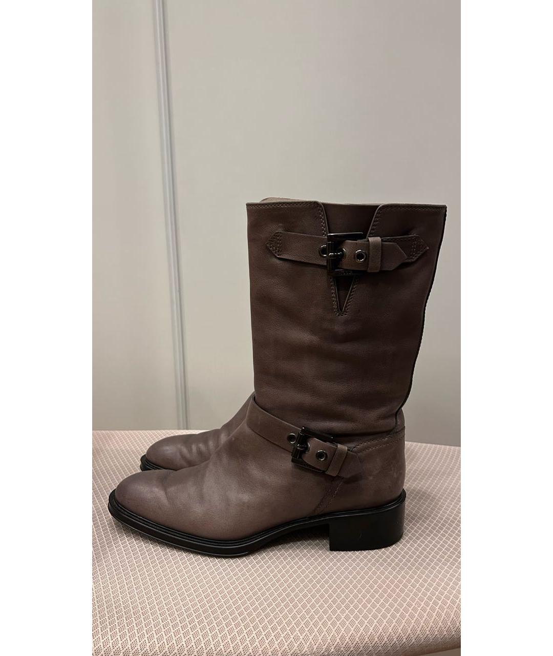 TOD'S Антрацитовые кожаные сапоги, фото 4