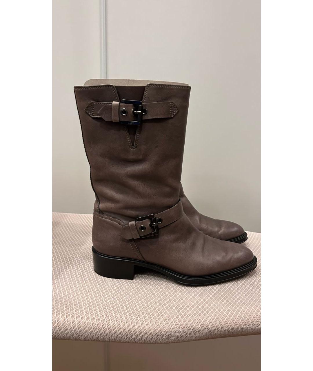 TOD'S Антрацитовые кожаные сапоги, фото 5