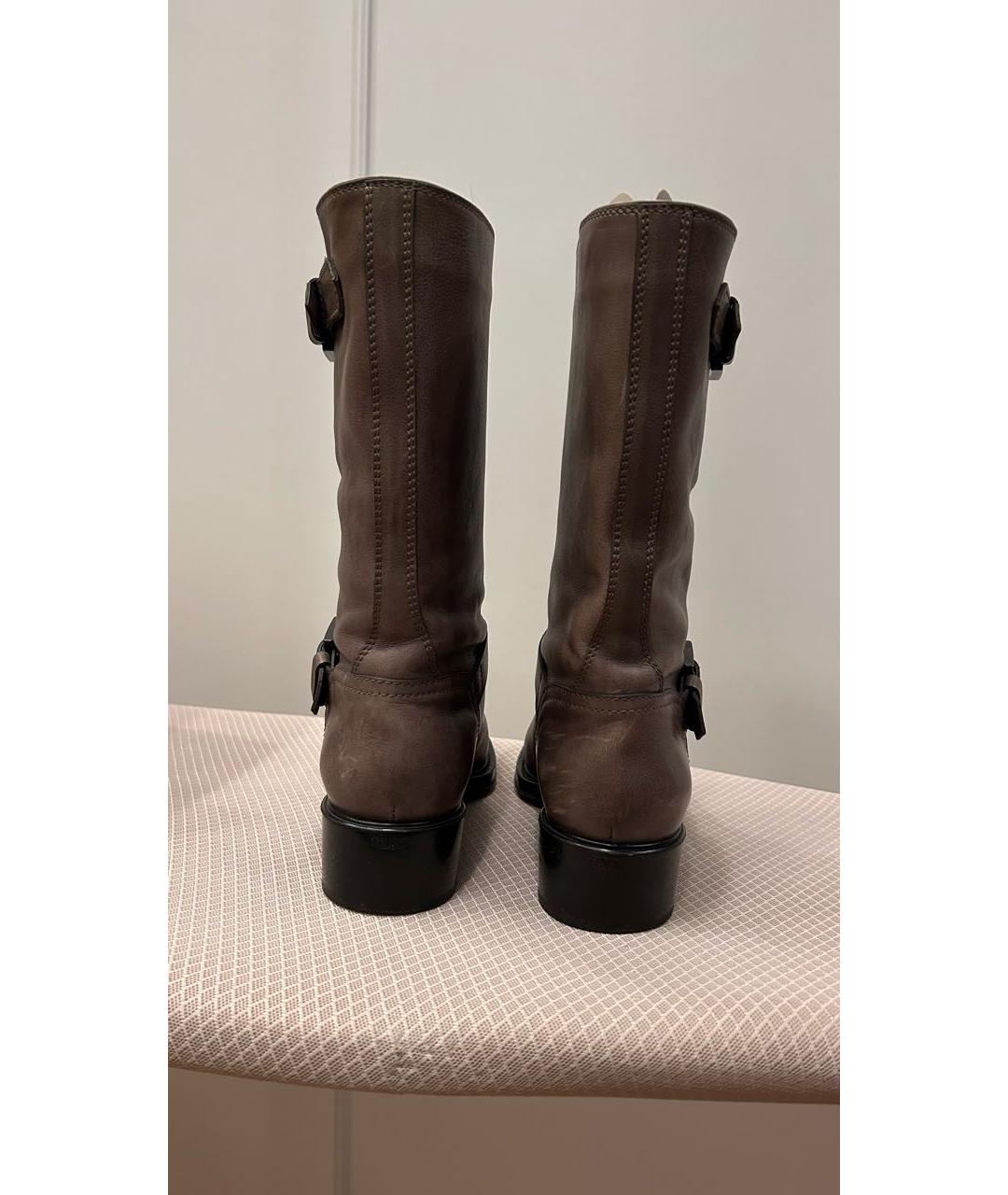 TOD'S Антрацитовые кожаные сапоги, фото 2