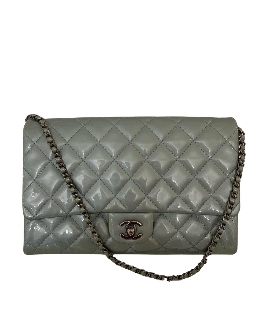 CHANEL Голубая сумка через плечо из лакированной кожи, фото 1