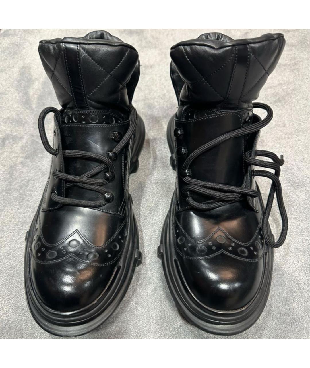 DOLCE&GABBANA Черные кожаные высокие ботинки, фото 2