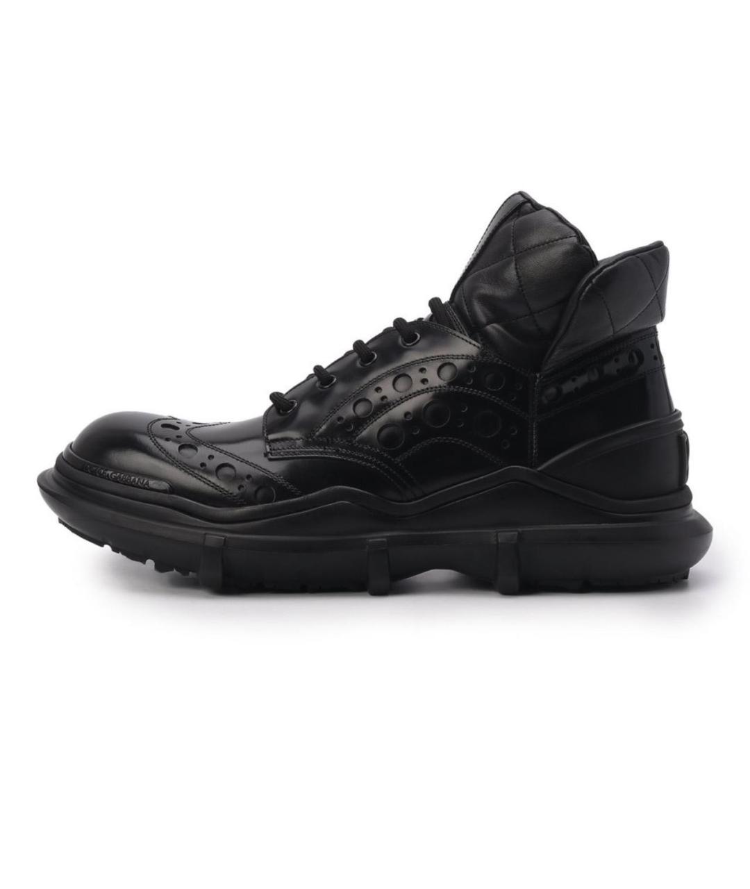 DOLCE&GABBANA Черные кожаные высокие ботинки, фото 9