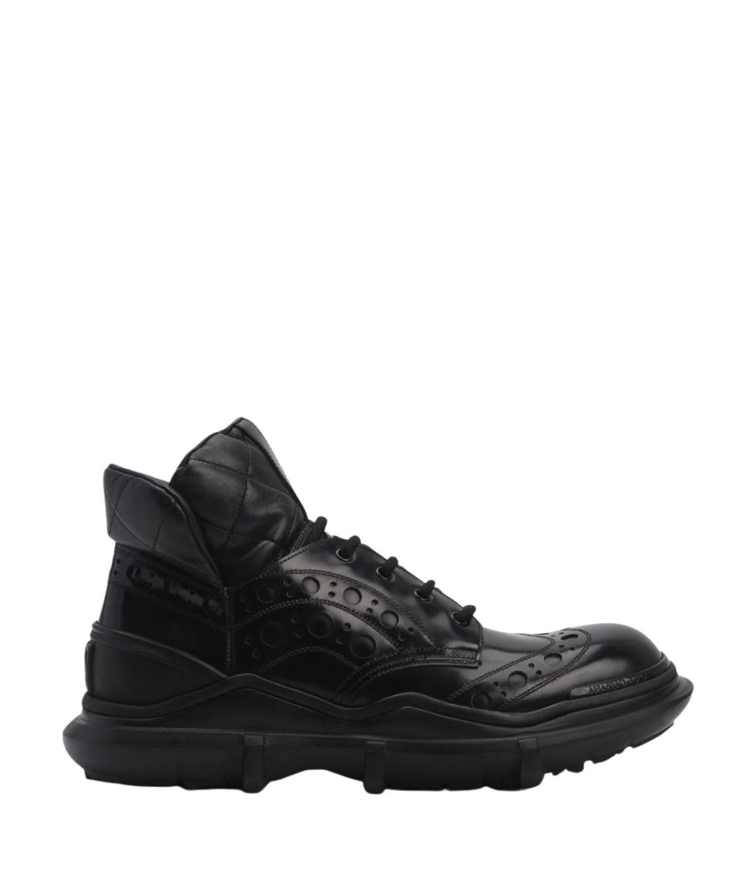 DOLCE&GABBANA Черные кожаные высокие ботинки, фото 1