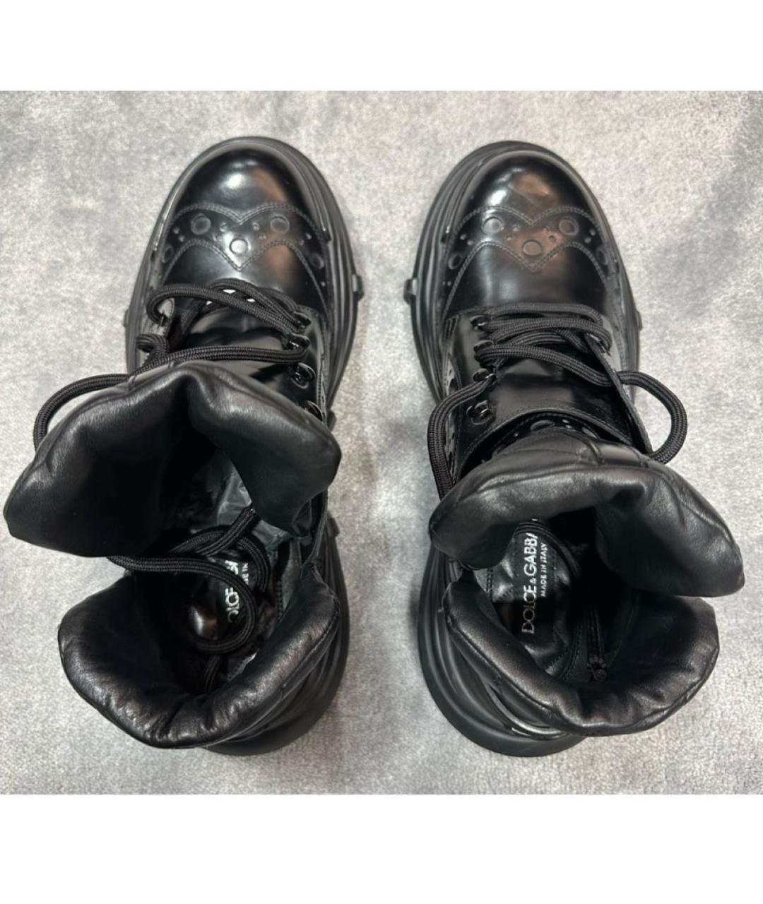 DOLCE&GABBANA Черные кожаные высокие ботинки, фото 3