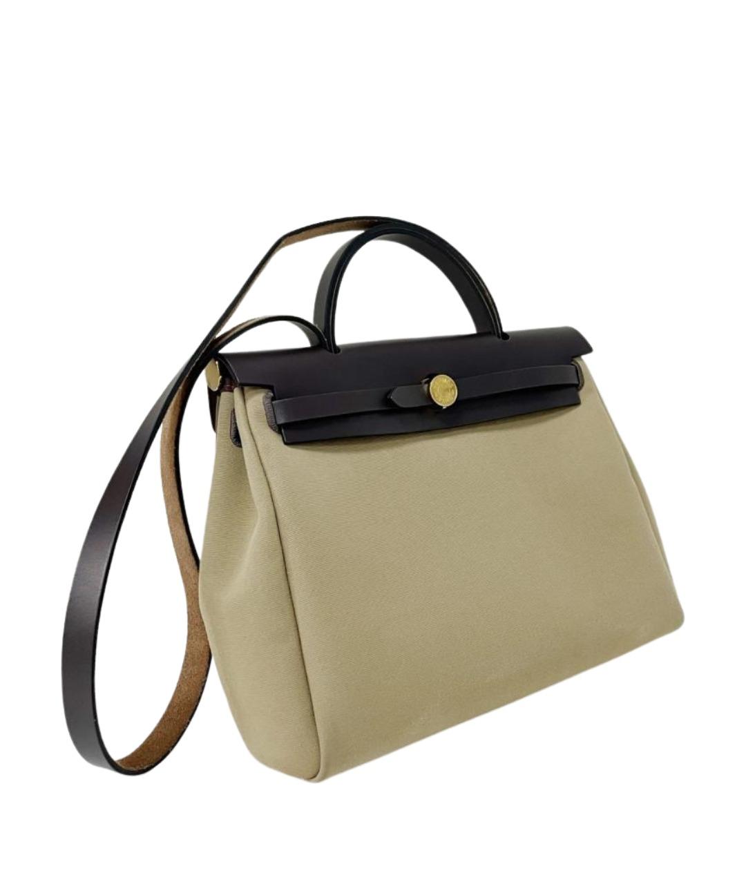 HERMES Бежевая тканевая сумка через плечо, фото 1