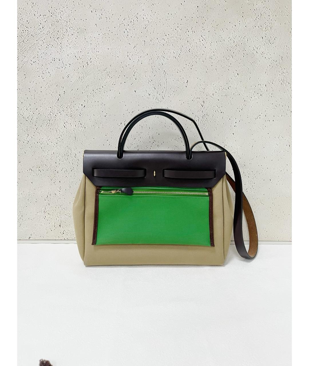 HERMES Бежевая тканевая сумка через плечо, фото 3