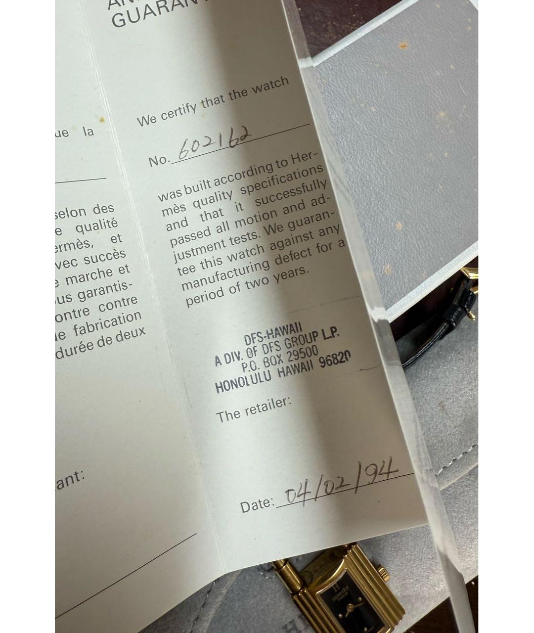 HERMES Черные позолоченные часы, фото 8