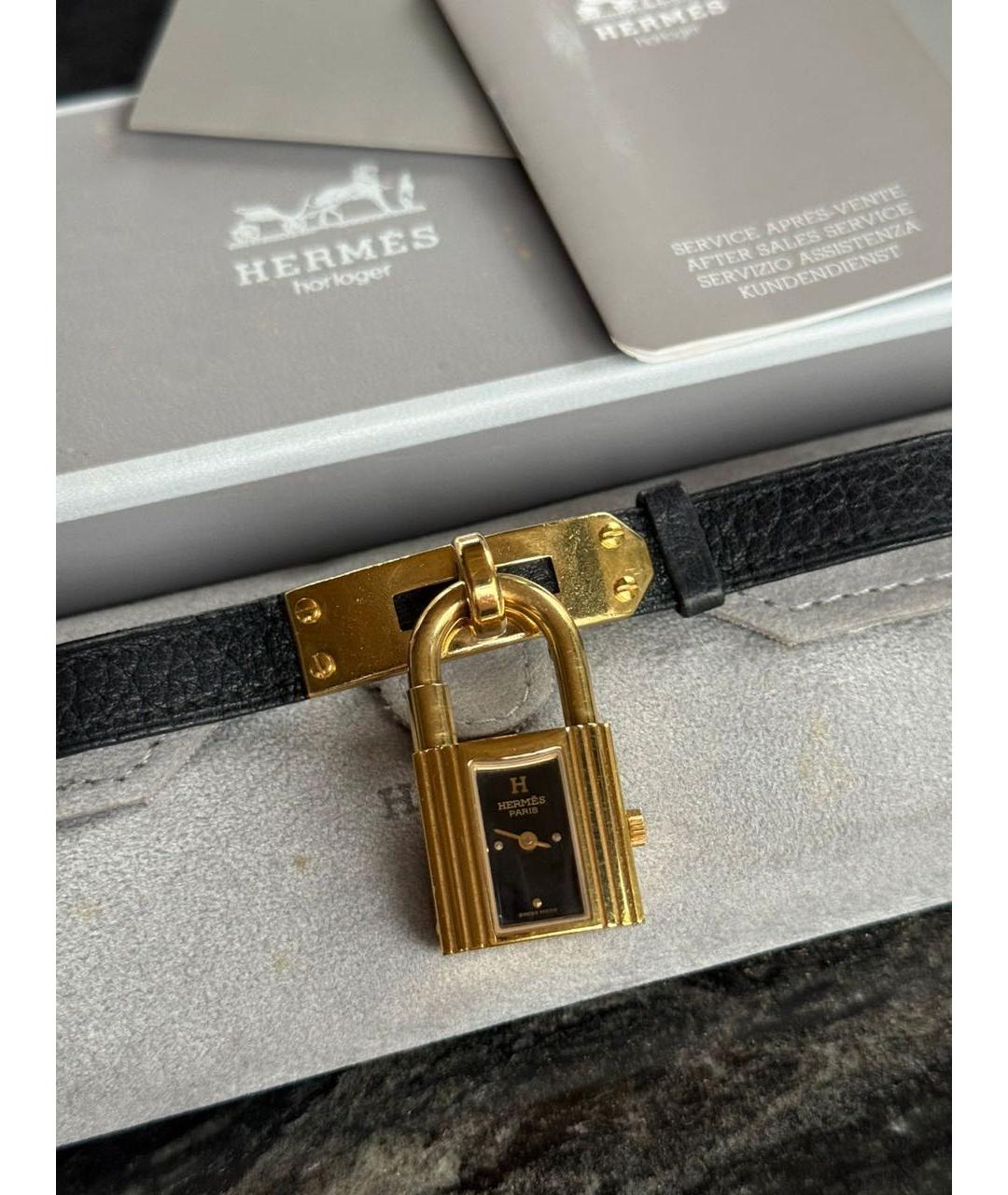 HERMES Черные позолоченные часы, фото 3