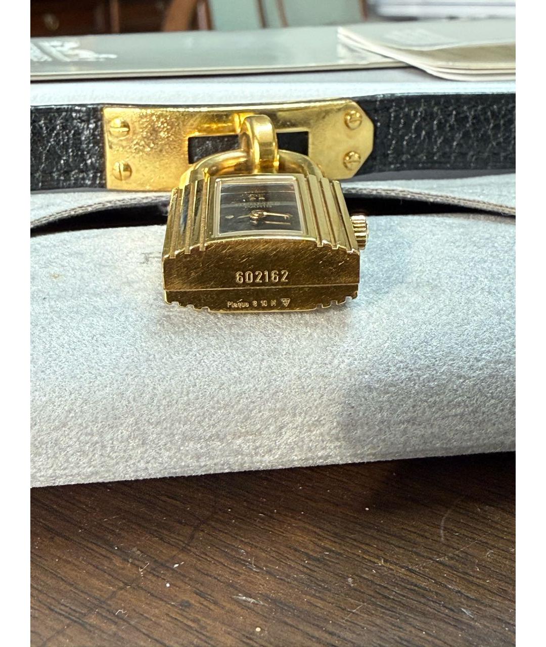 HERMES Черные позолоченные часы, фото 2