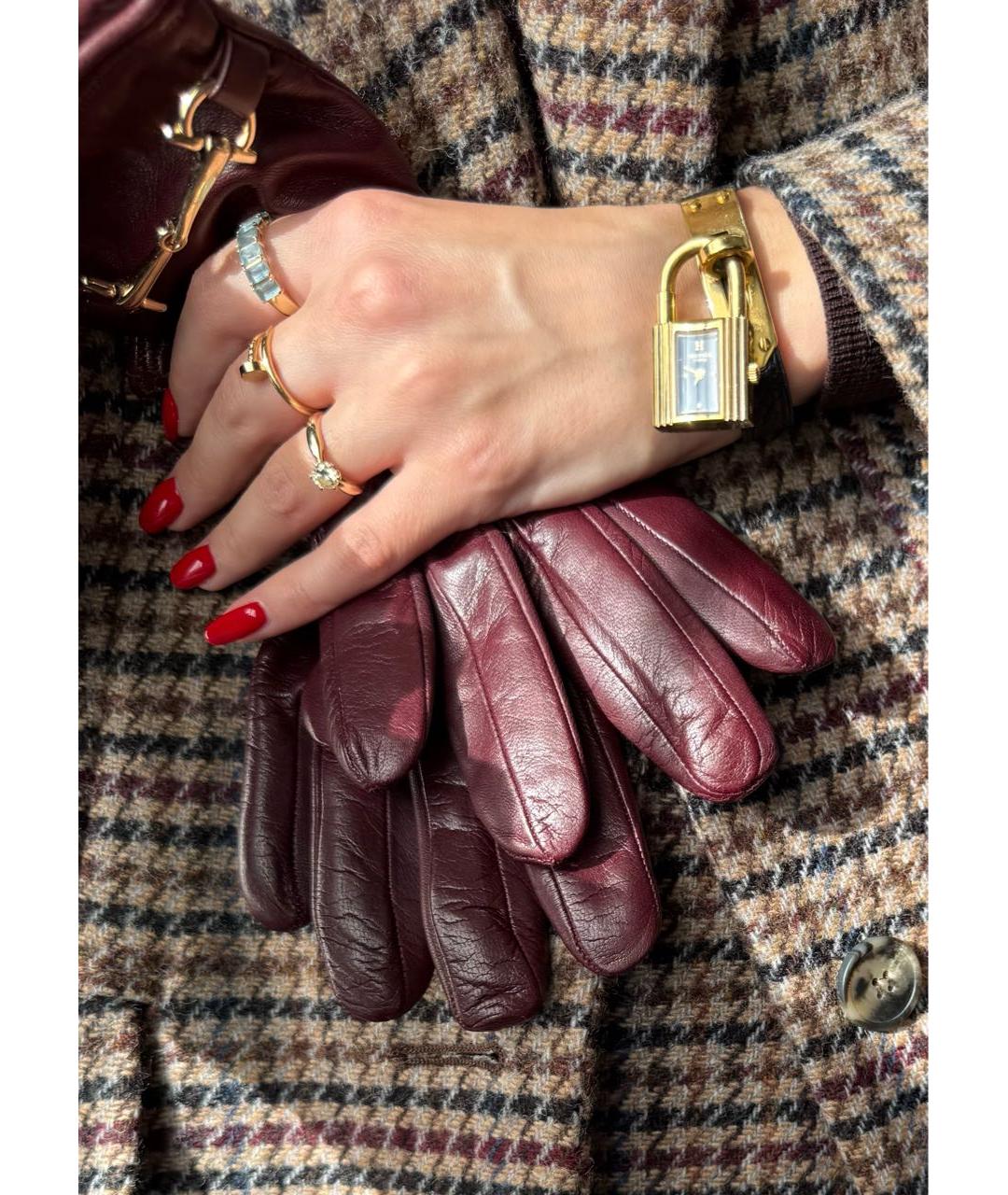 HERMES Черные позолоченные часы, фото 5