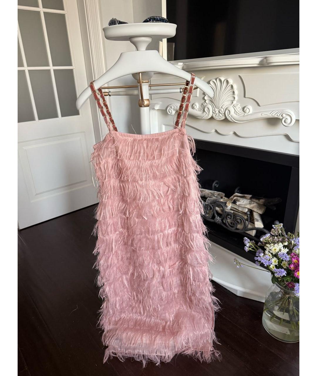 MAX MARA Розовое шелковое коктейльное платье, фото 4