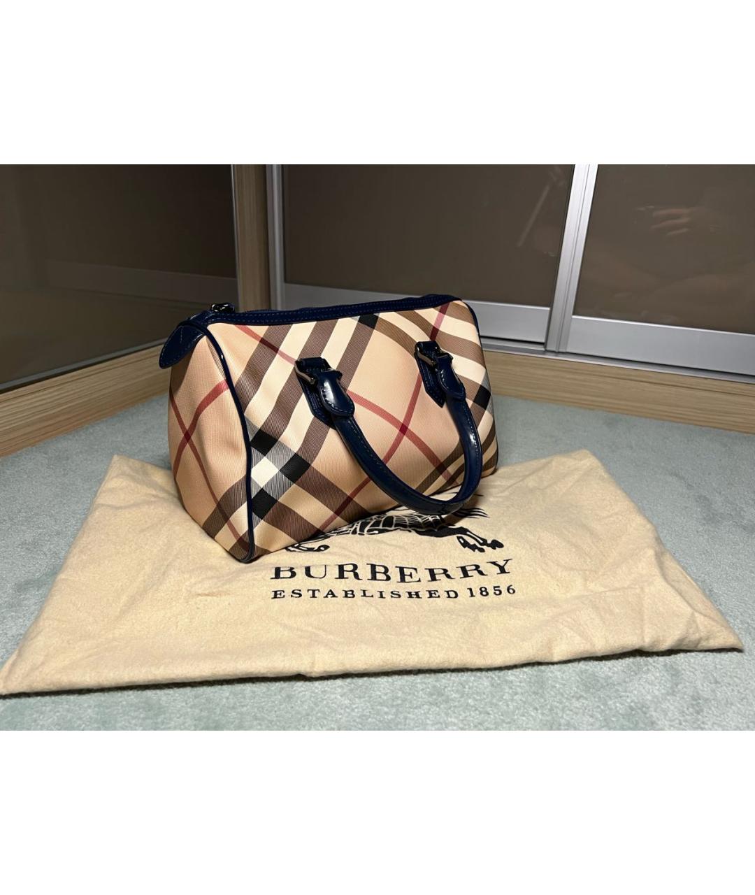BURBERRY Бежевая кожаная сумка с короткими ручками, фото 6