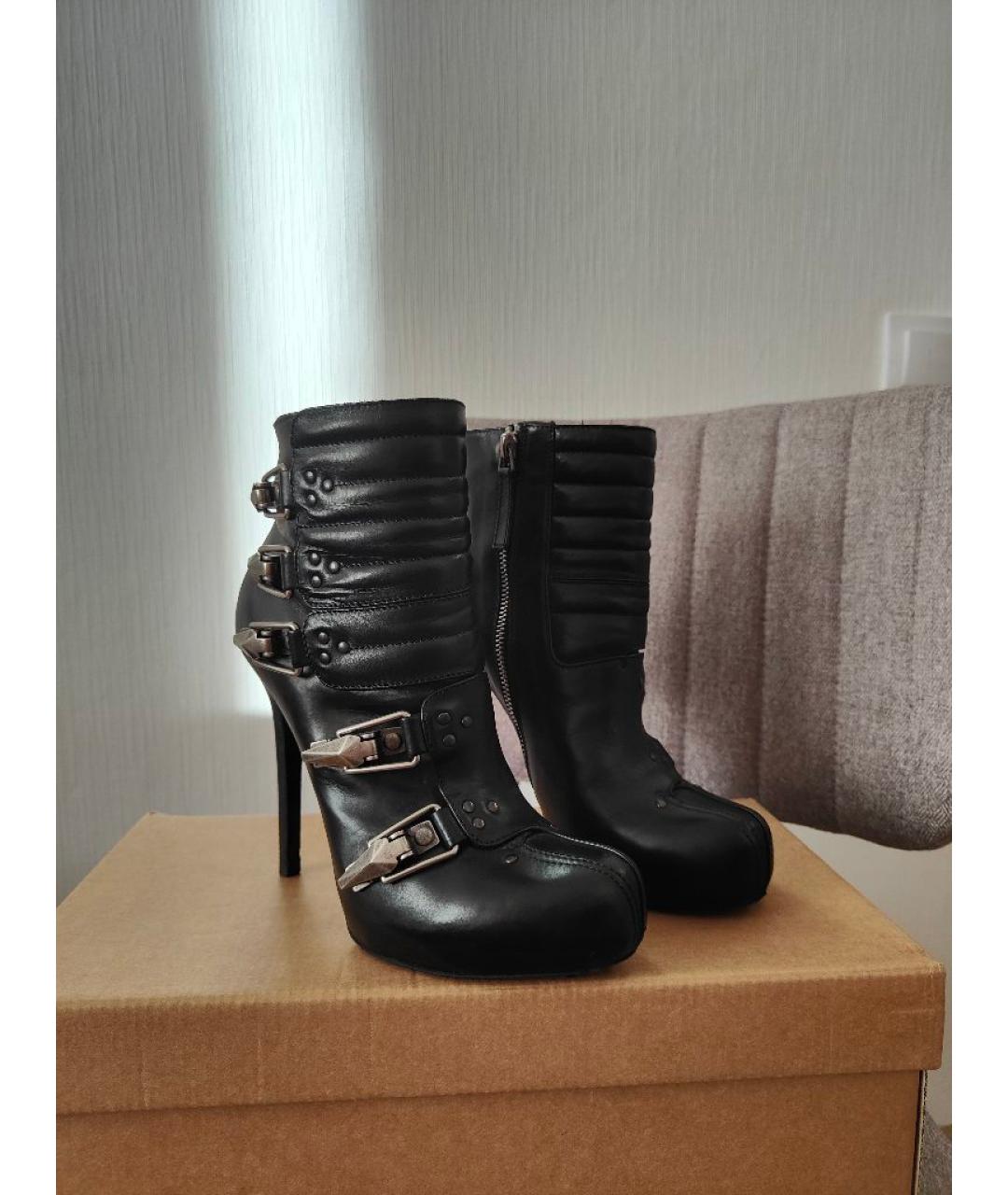 ALEXANDER MCQUEEN Черные кожаные ботильоны, фото 2