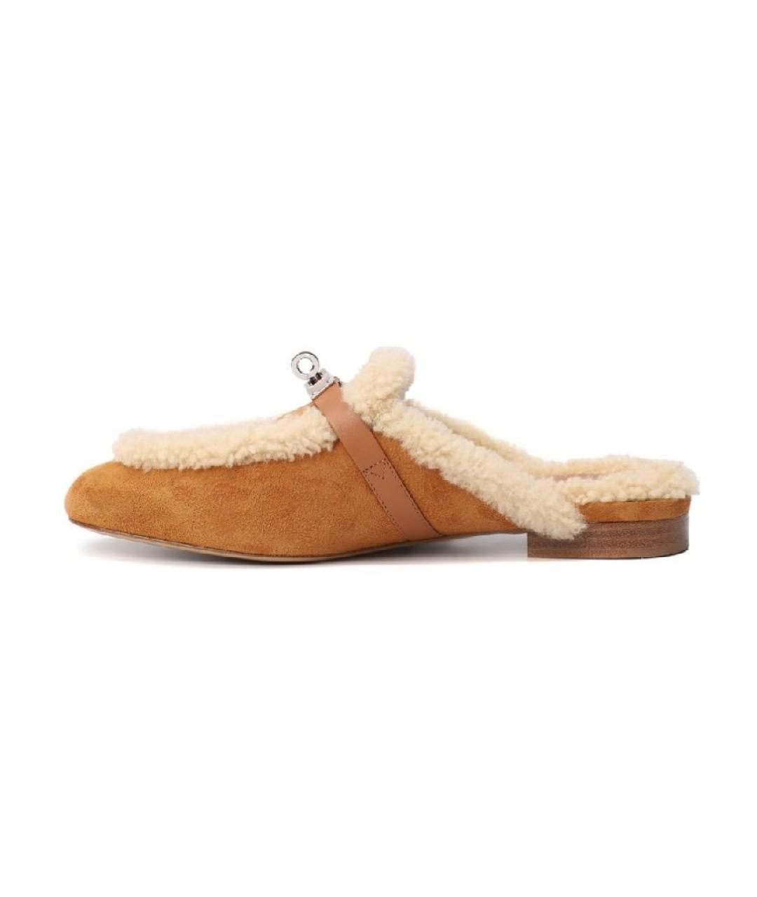 HERMES Коричневые замшевые мюли, фото 7