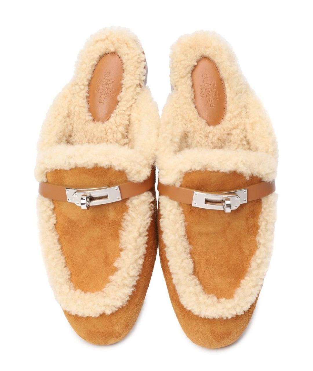 HERMES Коричневые замшевые мюли, фото 3