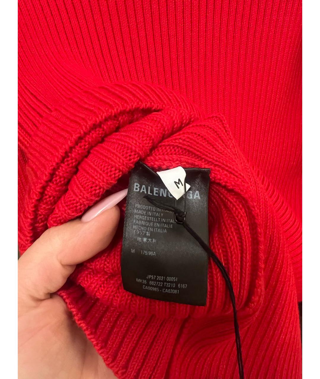 BALENCIAGA Красная хлопко-эластановая водолазка, фото 4