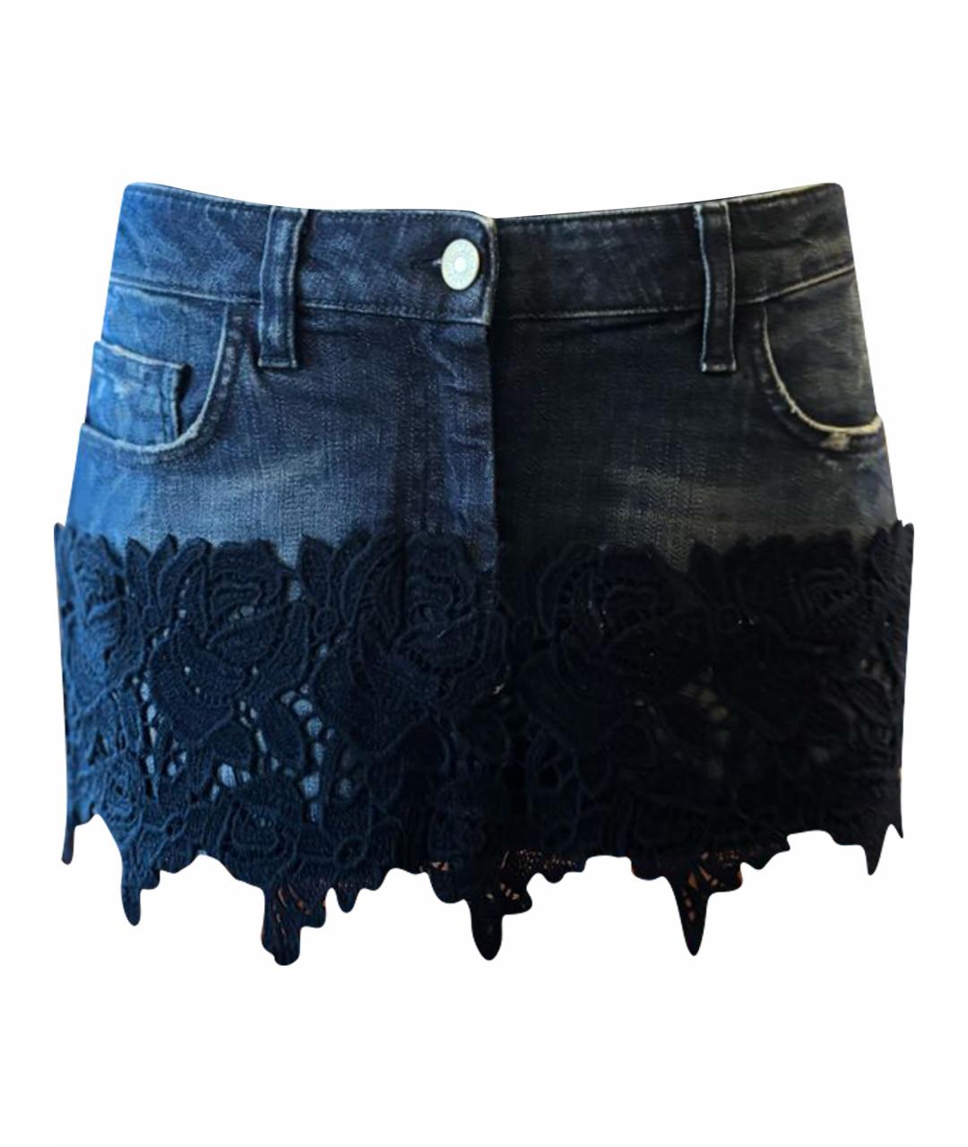 DOLCE&GABBANA Темно-синяя деним юбка мини, фото 1