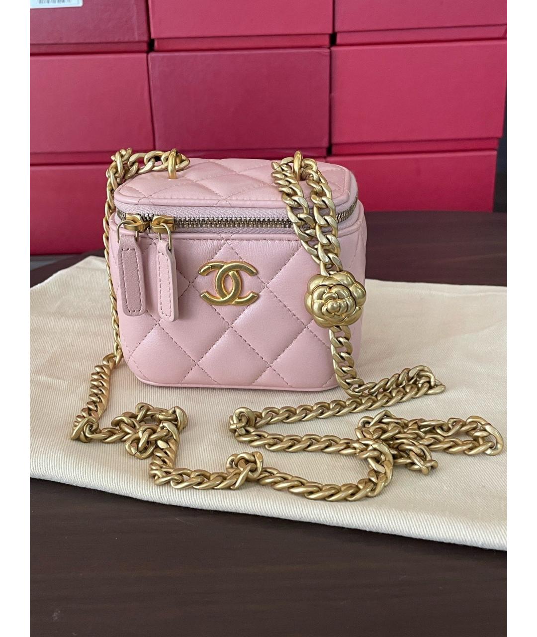 CHANEL Розовая кожаная сумка через плечо, фото 6