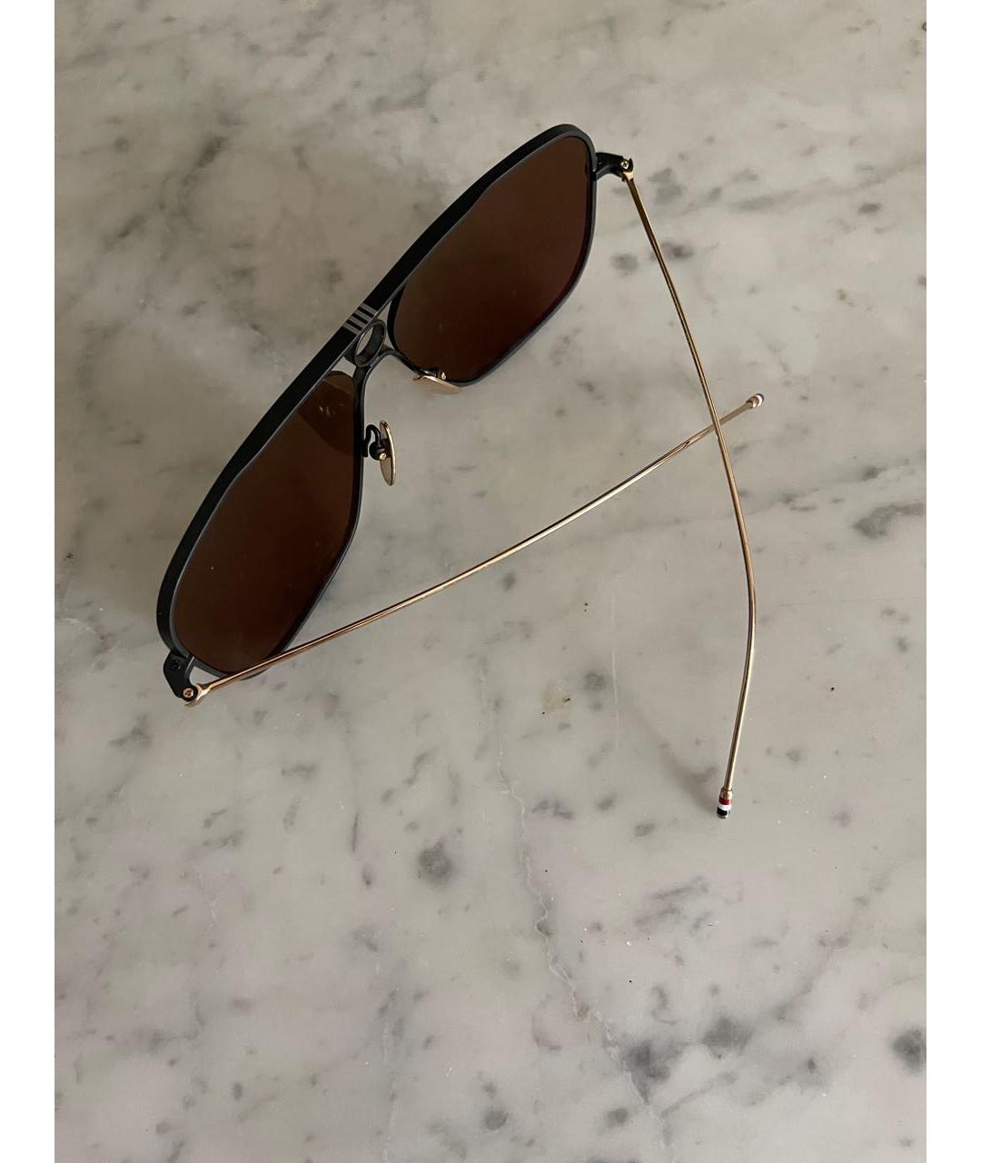 THOM BROWNE Коричневые металлические солнцезащитные очки, фото 3