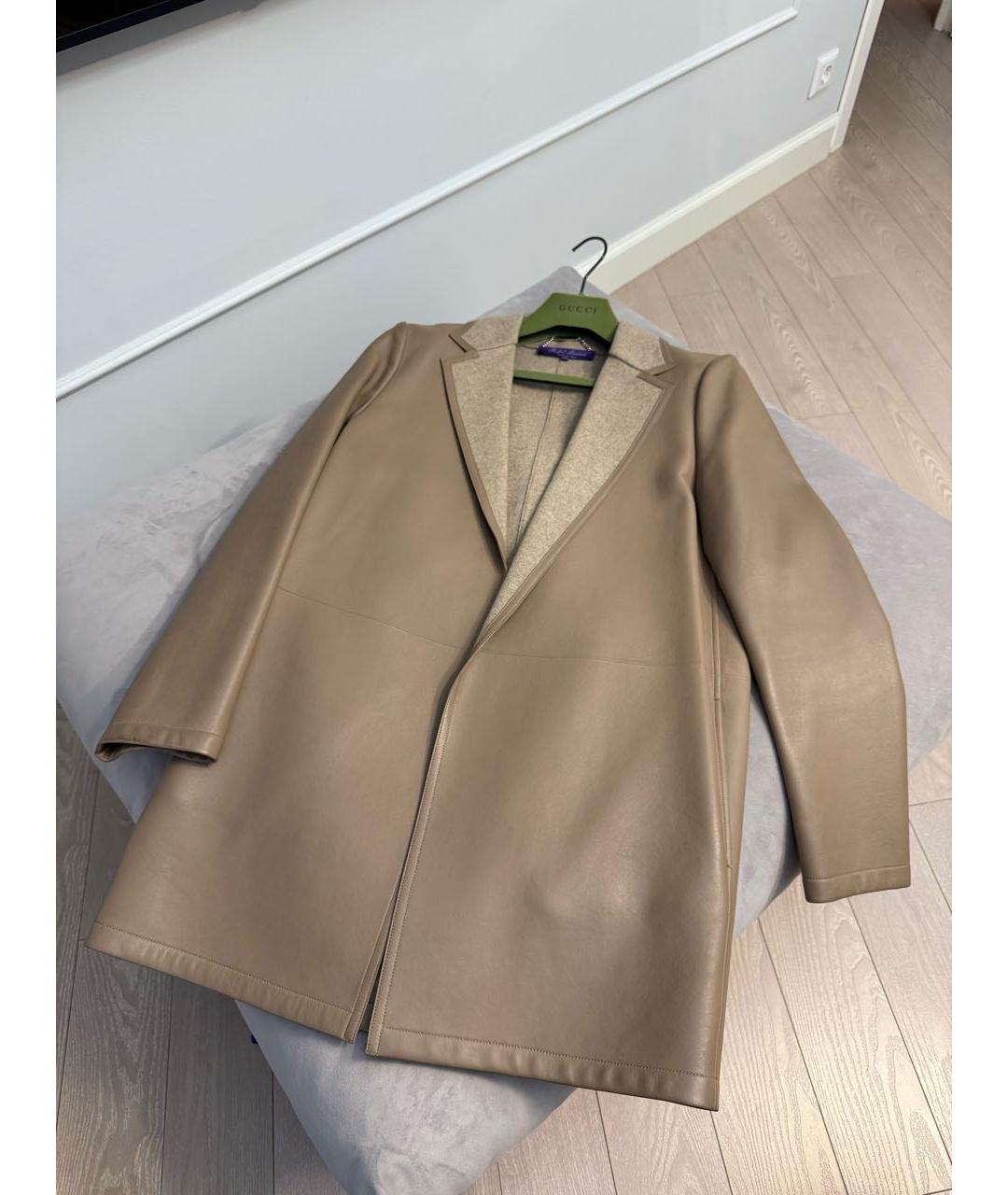 RALPH LAUREN COLLECTION Бежевое кожаное пальто, фото 2