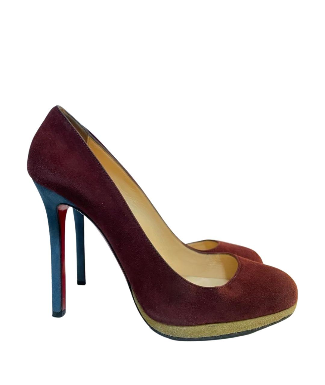 CHRISTIAN LOUBOUTIN Бордовые замшевые туфли, фото 1