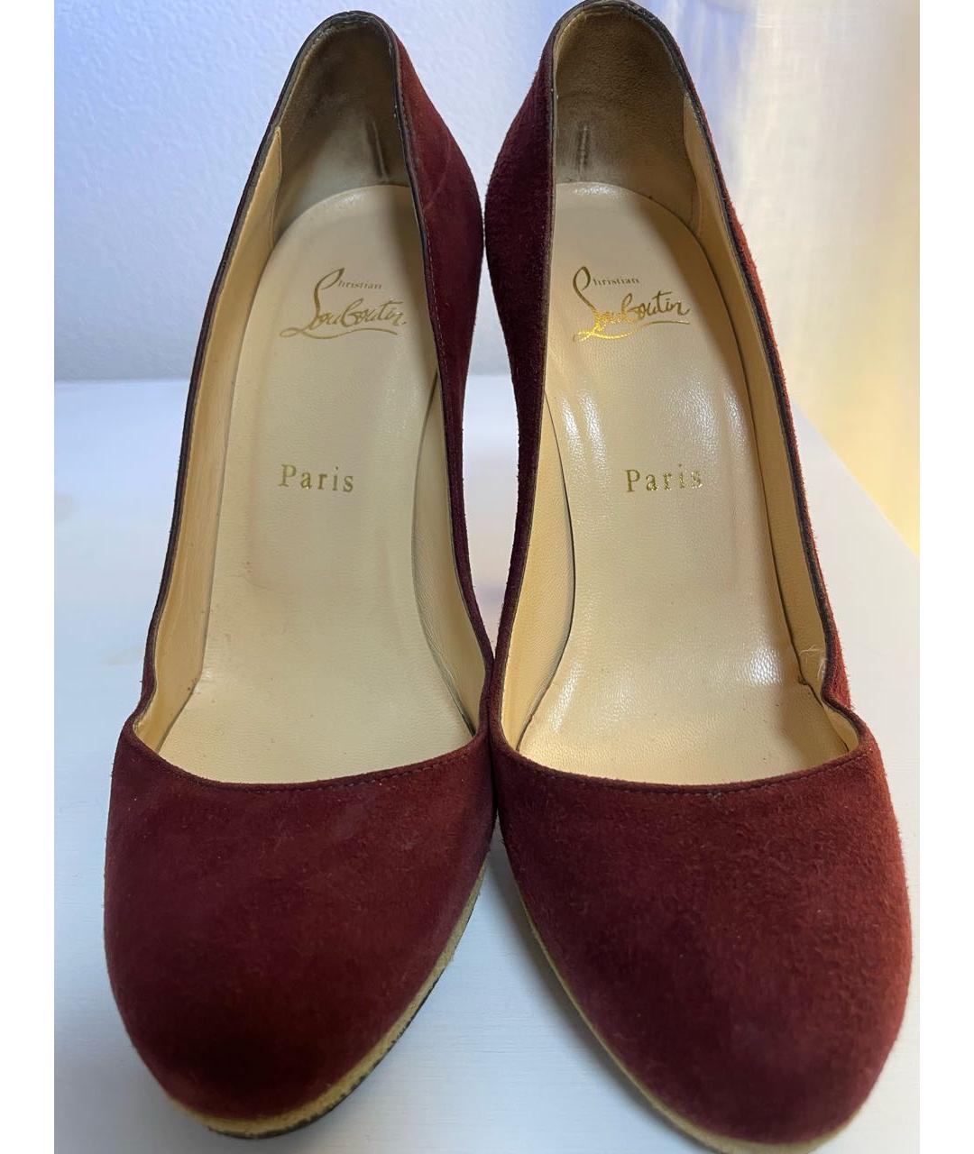 CHRISTIAN LOUBOUTIN Бордовые замшевые туфли, фото 2