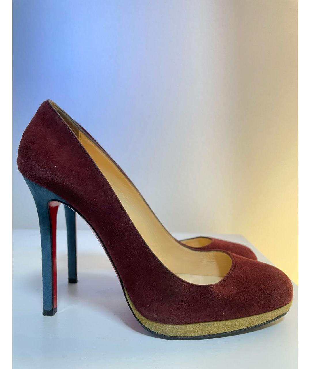 CHRISTIAN LOUBOUTIN Бордовые замшевые туфли, фото 8
