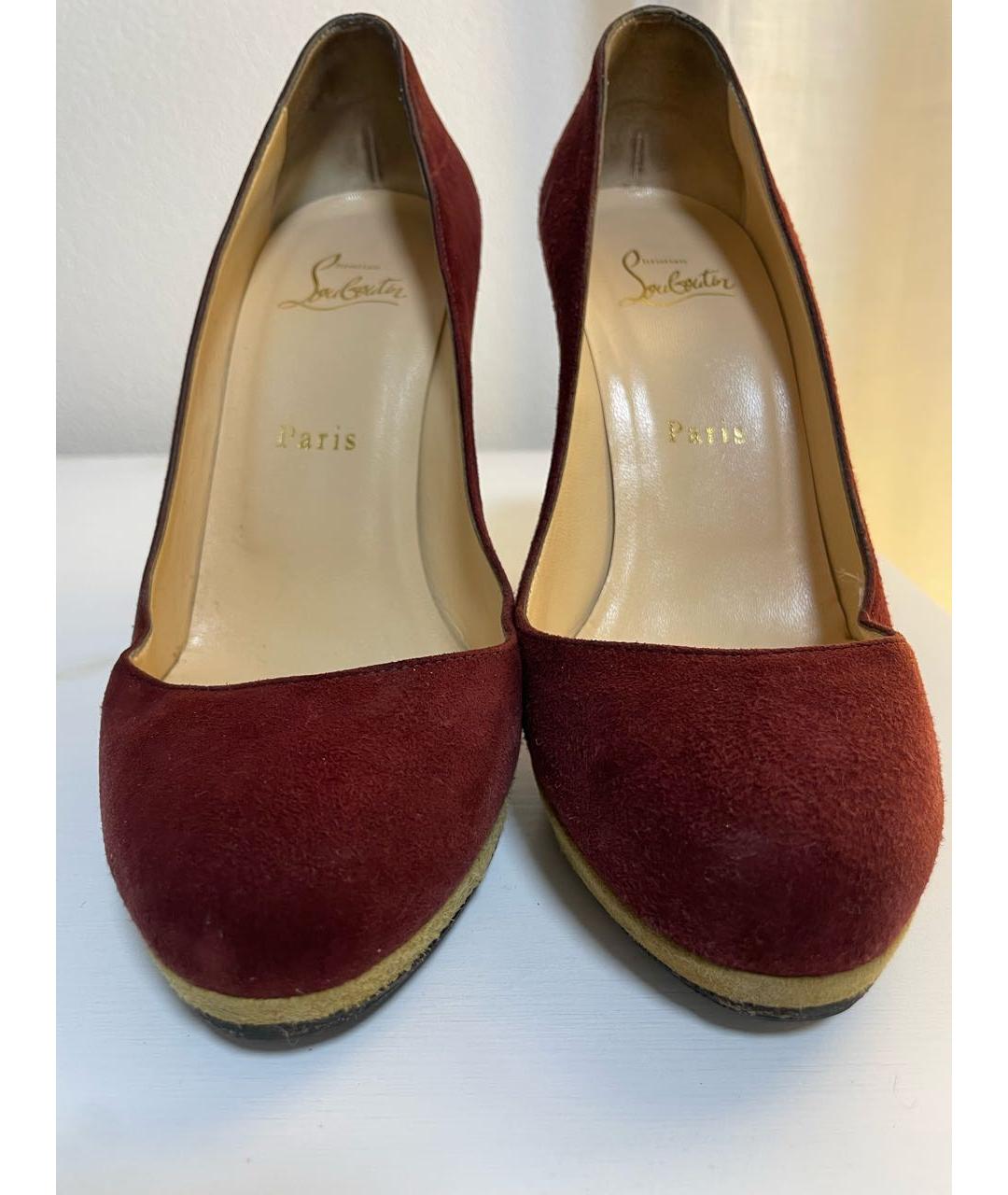 CHRISTIAN LOUBOUTIN Бордовые замшевые туфли, фото 3