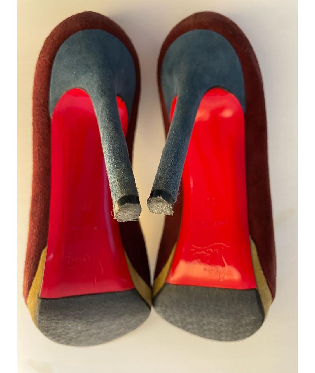 CHRISTIAN LOUBOUTIN Бордовые замшевые туфли, фото 6