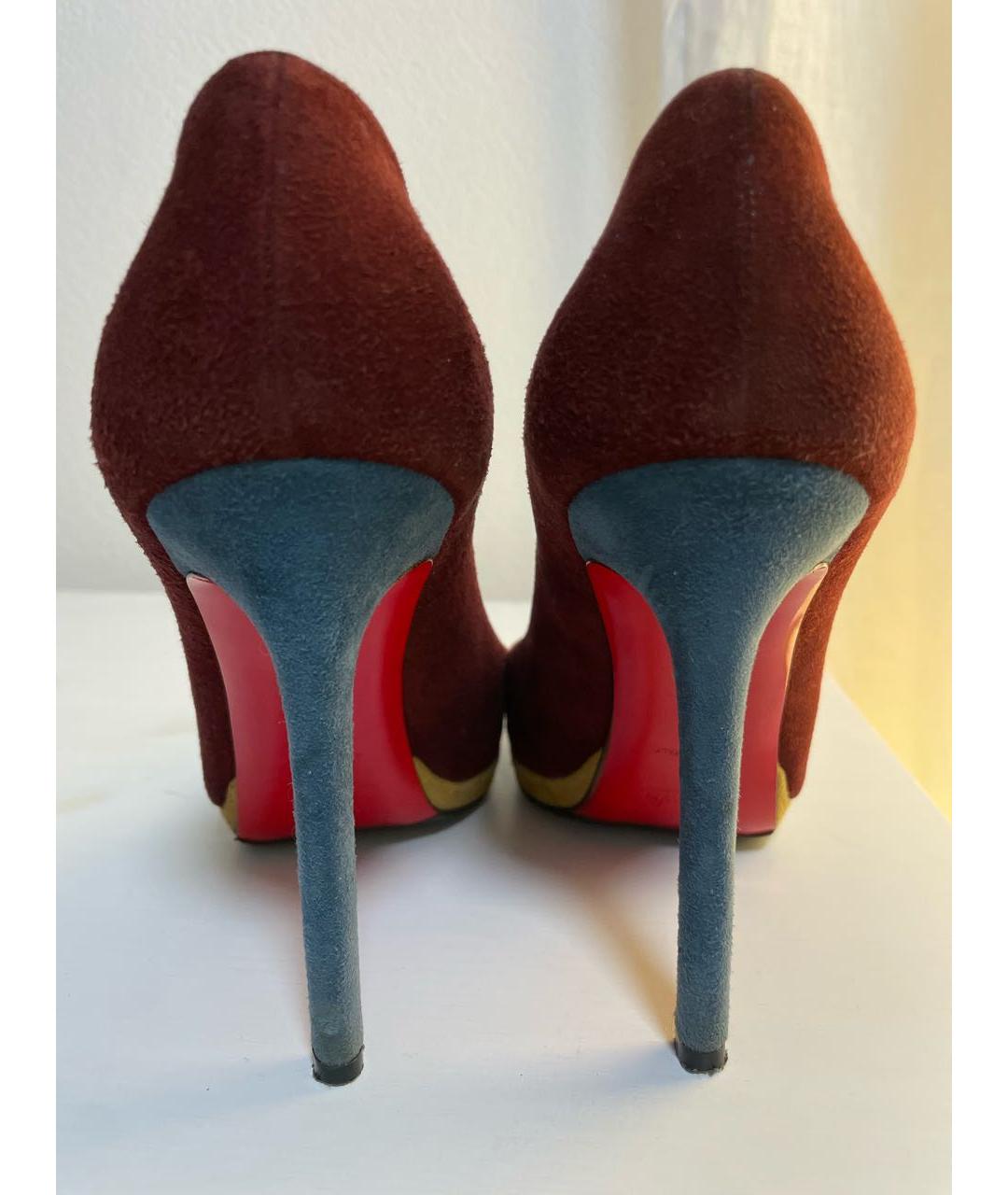 CHRISTIAN LOUBOUTIN Бордовые замшевые туфли, фото 4