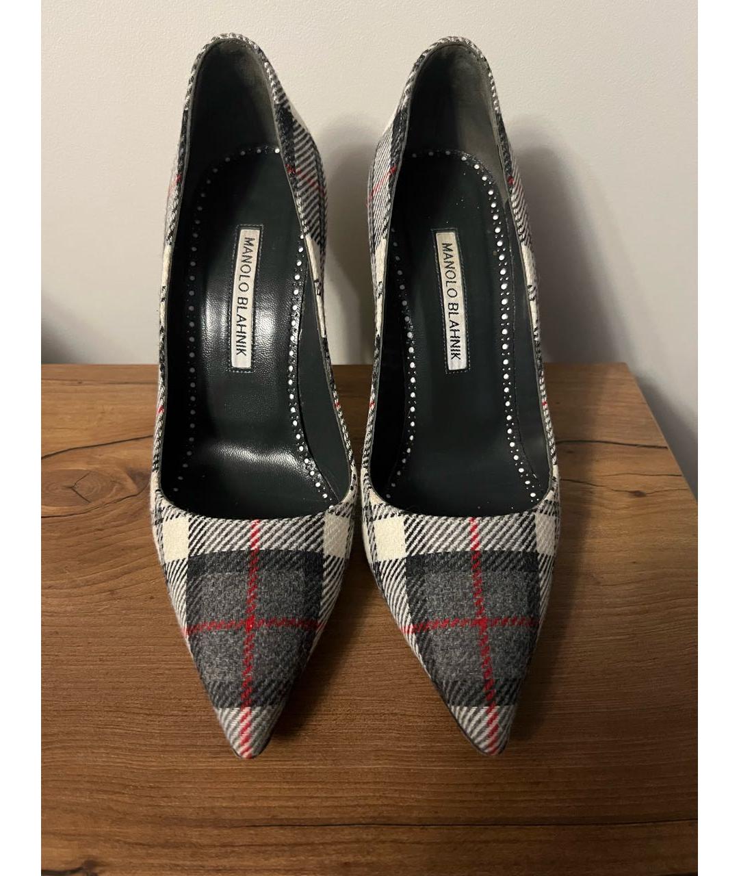 MANOLO BLAHNIK Серые текстильные туфли, фото 2