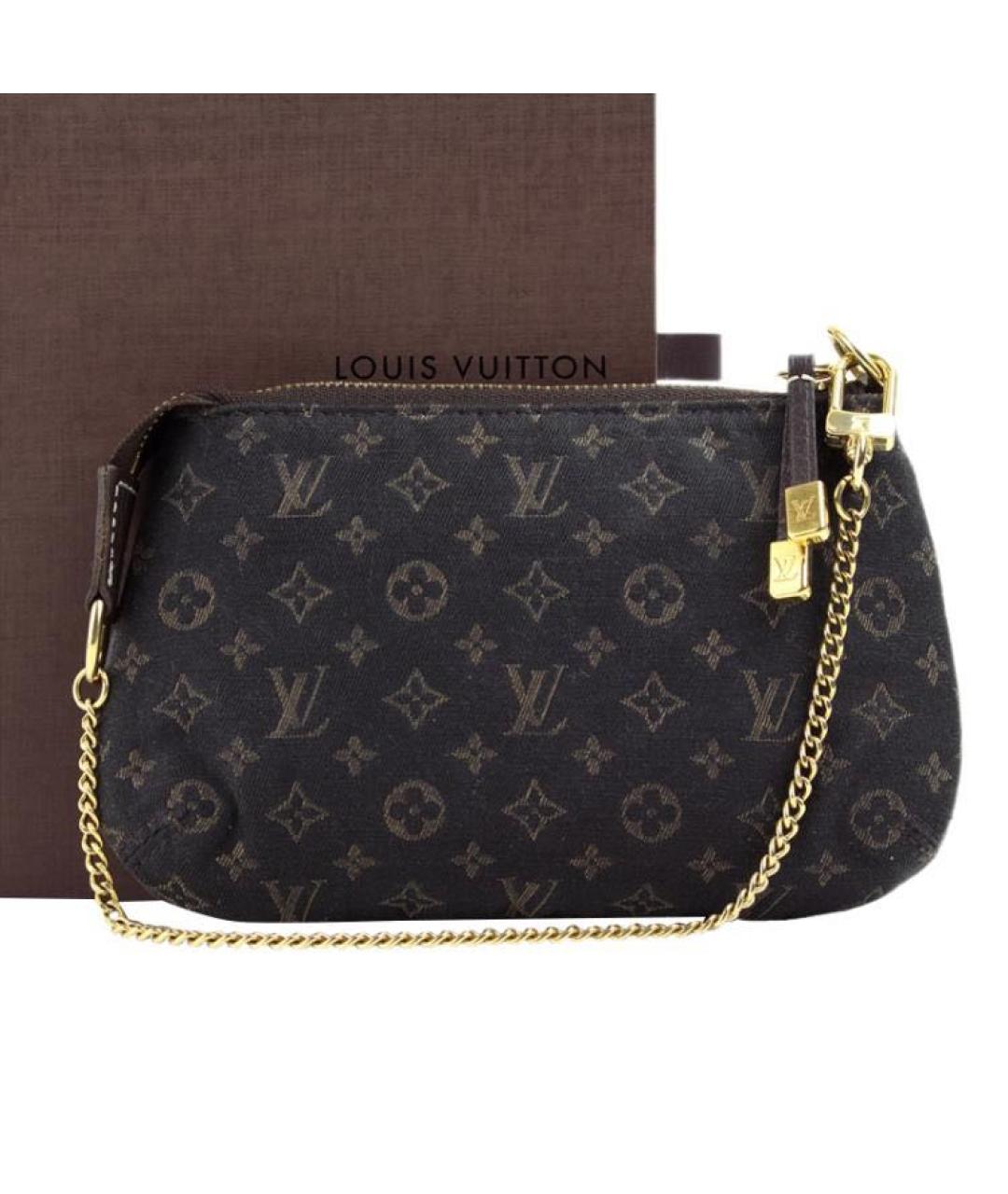 LOUIS VUITTON Антрацитовая тканевая сумка с короткими ручками, фото 9