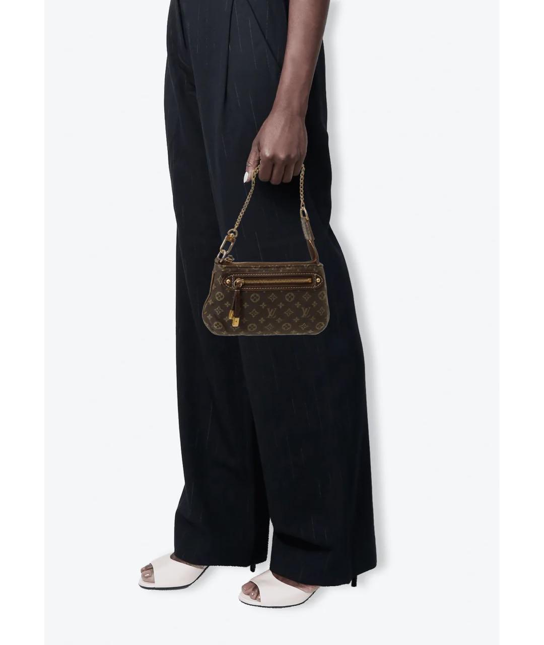 LOUIS VUITTON Антрацитовая тканевая сумка с короткими ручками, фото 8