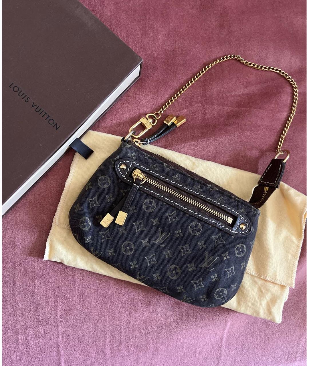 LOUIS VUITTON Антрацитовая тканевая сумка с короткими ручками, фото 2