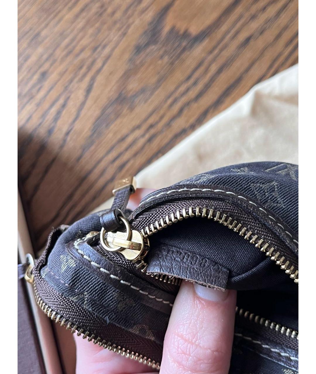 LOUIS VUITTON Антрацитовая тканевая сумка с короткими ручками, фото 7