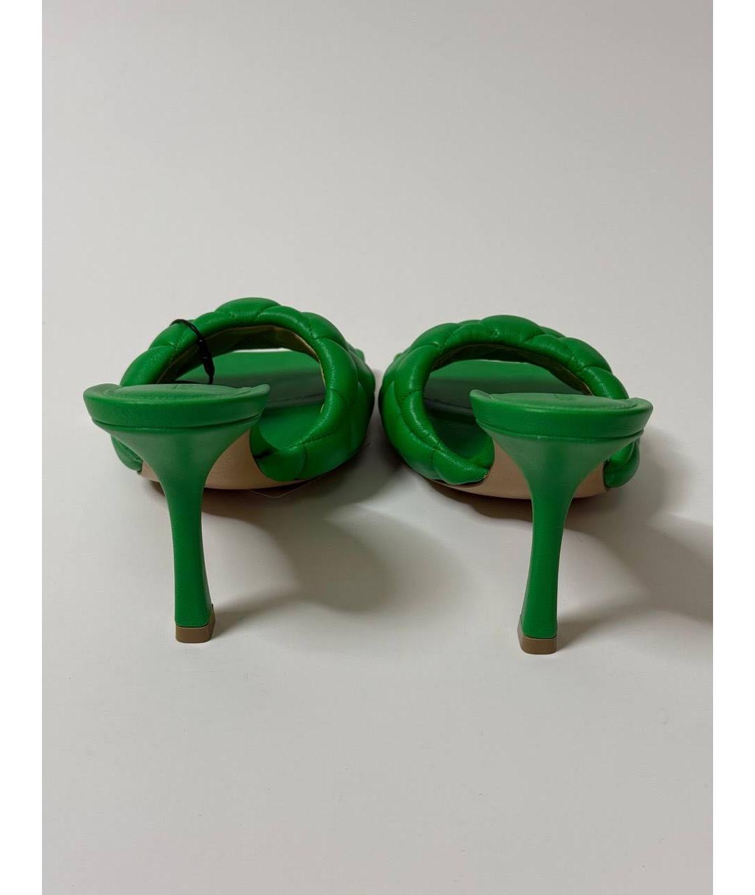 BOTTEGA VENETA Зеленые кожаные мюли, фото 3