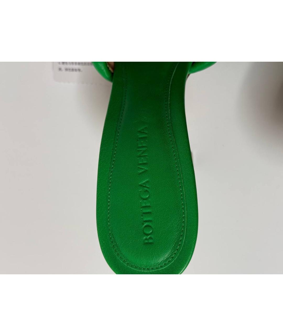 BOTTEGA VENETA Зеленые кожаные мюли, фото 5