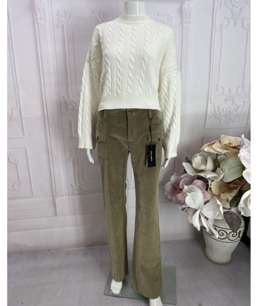 DOLCE&GABBANA Бежевые хлопко-эластановые прямые брюки, фото 5