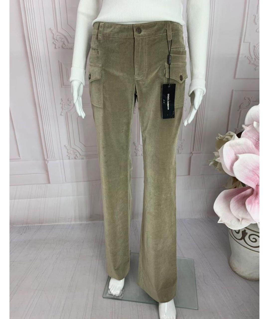 DOLCE&GABBANA Бежевые хлопко-эластановые прямые брюки, фото 8