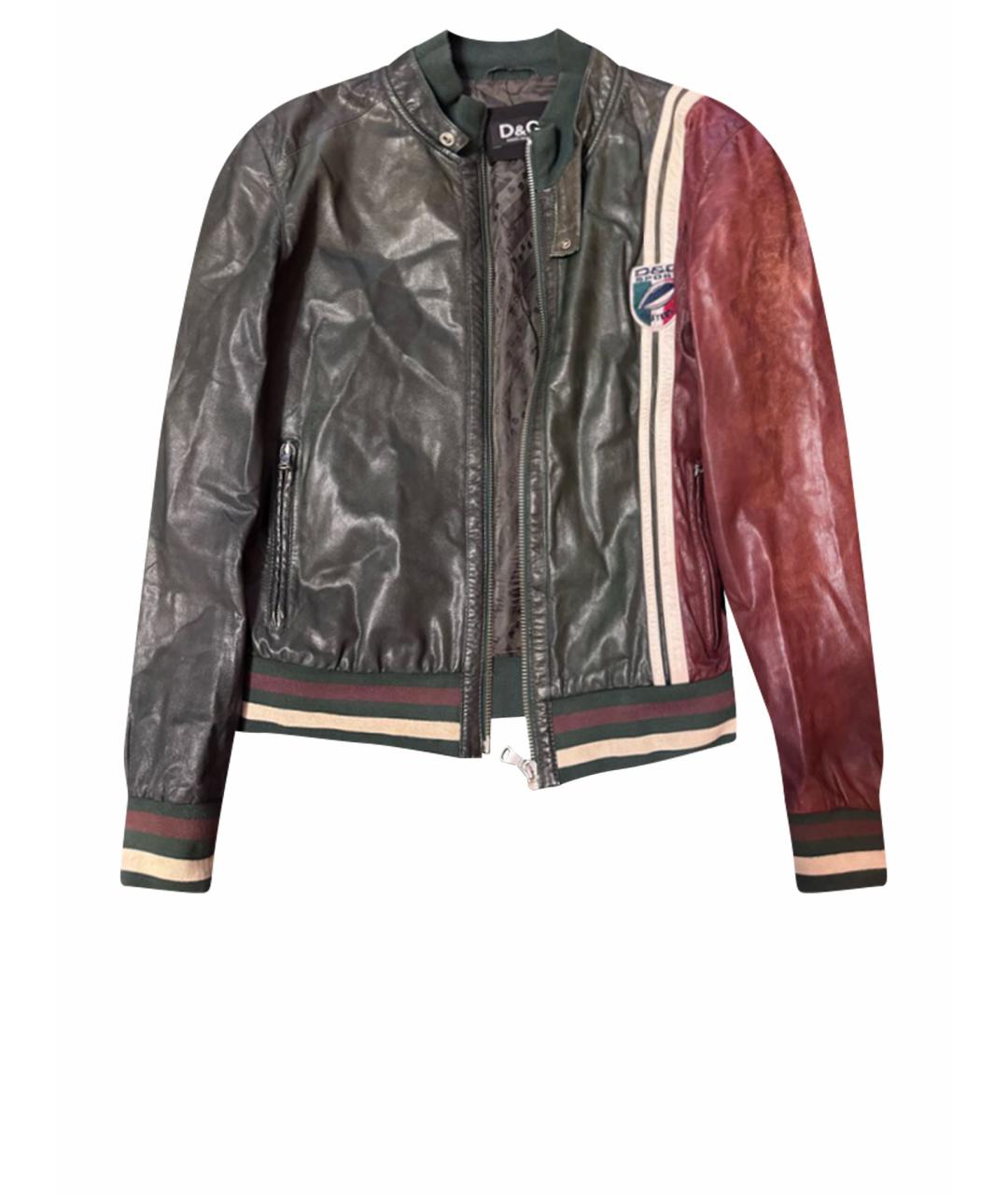 DOLCE&GABBANA Антрацитовая кожаная куртка, фото 1