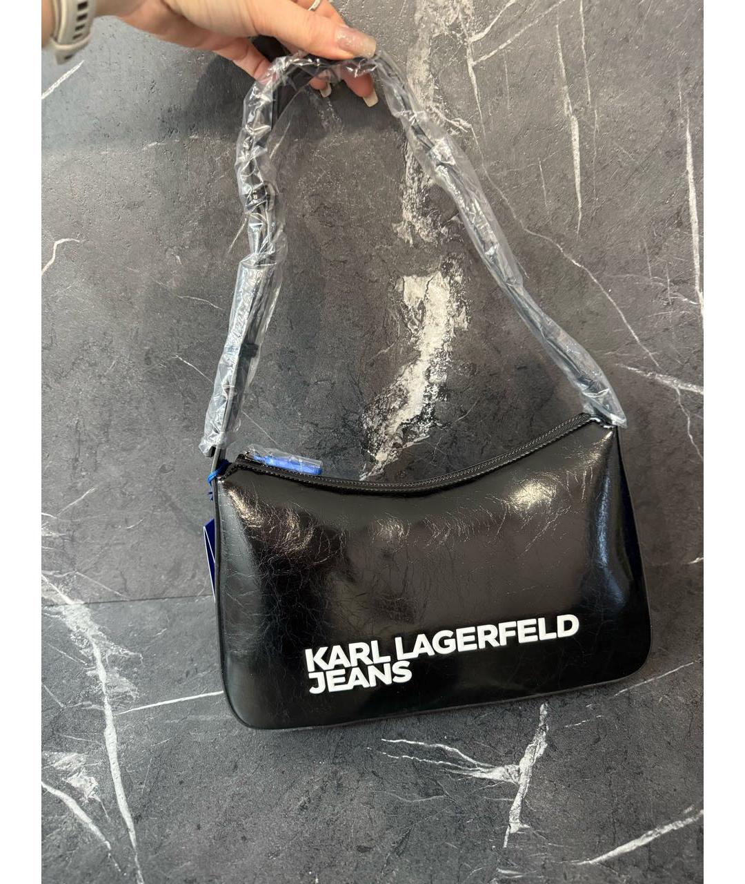 KARL LAGERFELD Черная сумка через плечо из искусственной кожи, фото 9