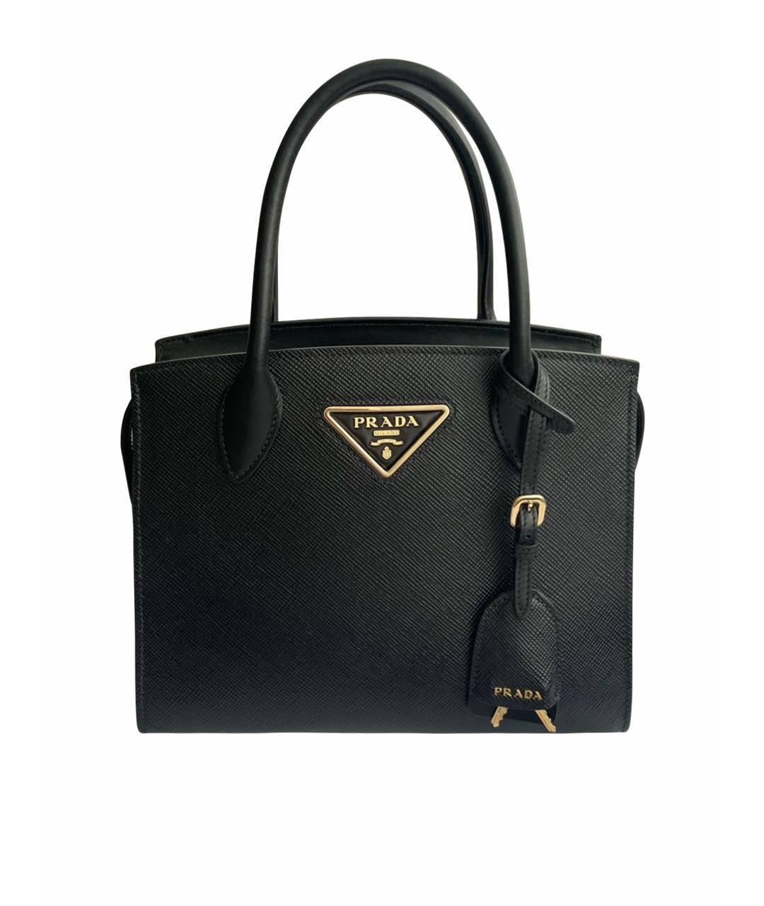 PRADA Черная кожаная сумка с короткими ручками, фото 1