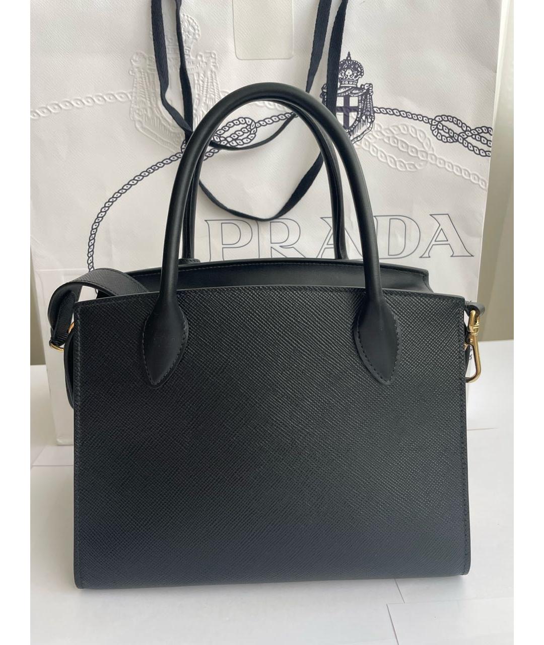 PRADA Черная кожаная сумка с короткими ручками, фото 4